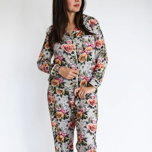 Ladies’ Bamboo Long Sleeve Button-Up Lounge Set | Antique Floral