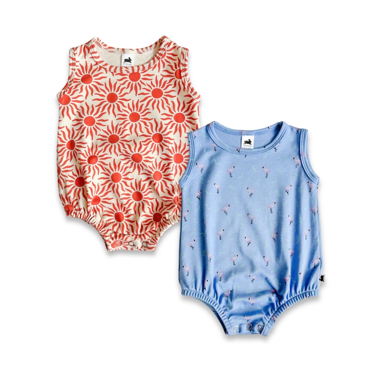 Grenouillère débardeur en bambou pour bébé/enfant avec boutons-pression | Flamant rose