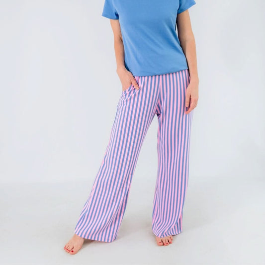 Pantalon large en bambou pour femme | Rayures Parlour