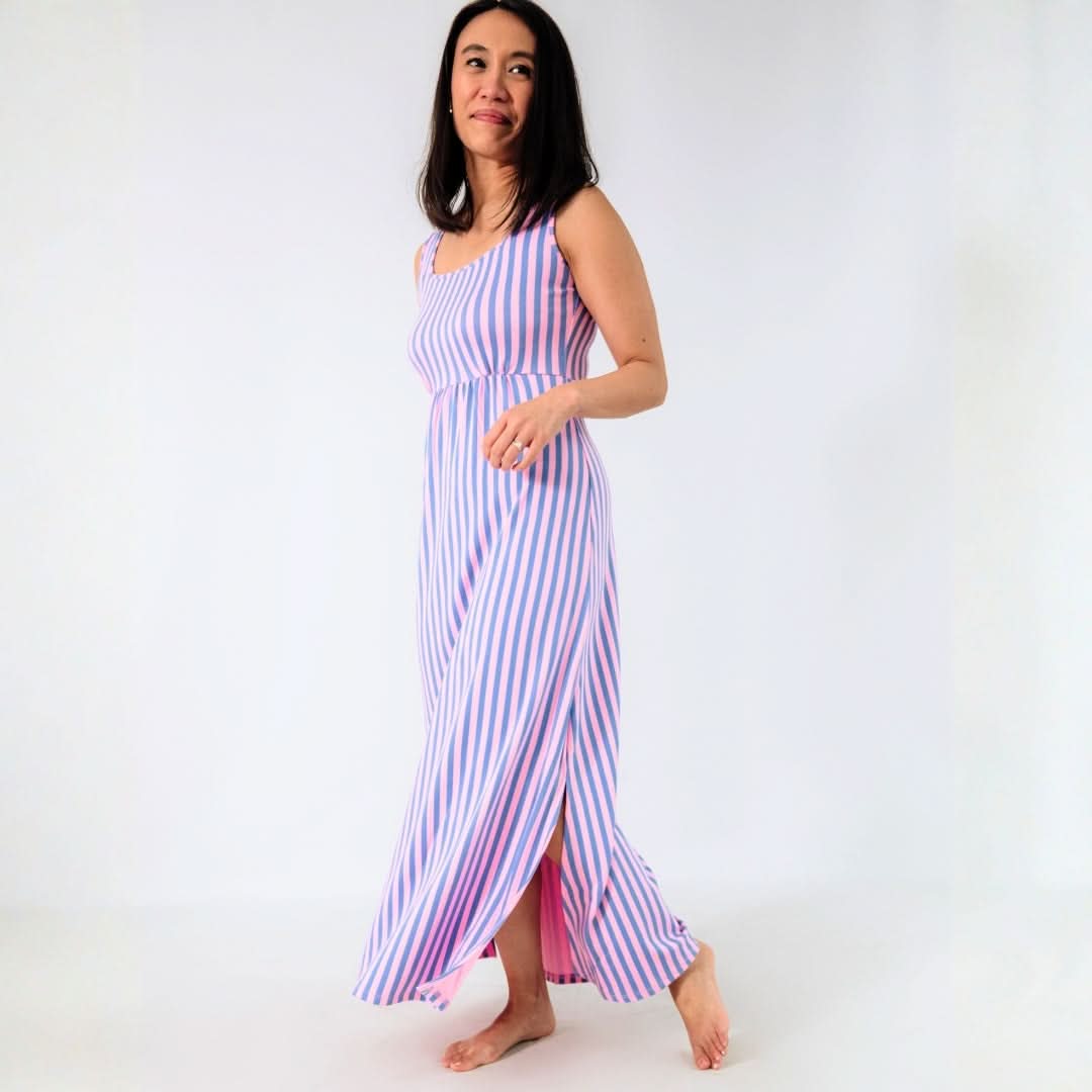 Robe longue débardeur en bambou pour femme | Rayures Parlour