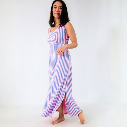 Robe longue débardeur en bambou pour femme | Rayures Parlour