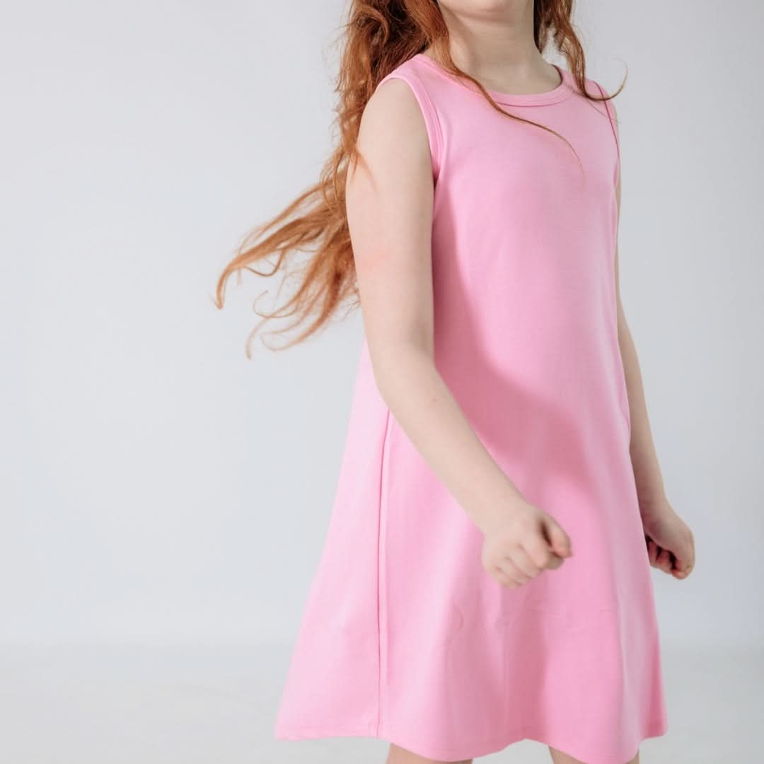 Robe débardeur ample en bambou pour fille | Rose Taffy