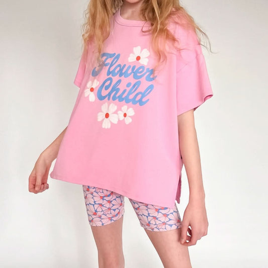T-shirt ample graphique en bambou pour enfant | « Le bonheur vient par vagues » | Crème