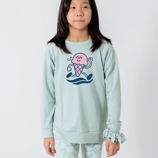 Youth Bamboo Graphic Raglan Pullover | Ice Cream Dash On Seaglass