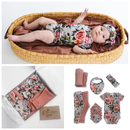 Bamboo Baby Capsule Gift Box | Antique Floral & Terracotta