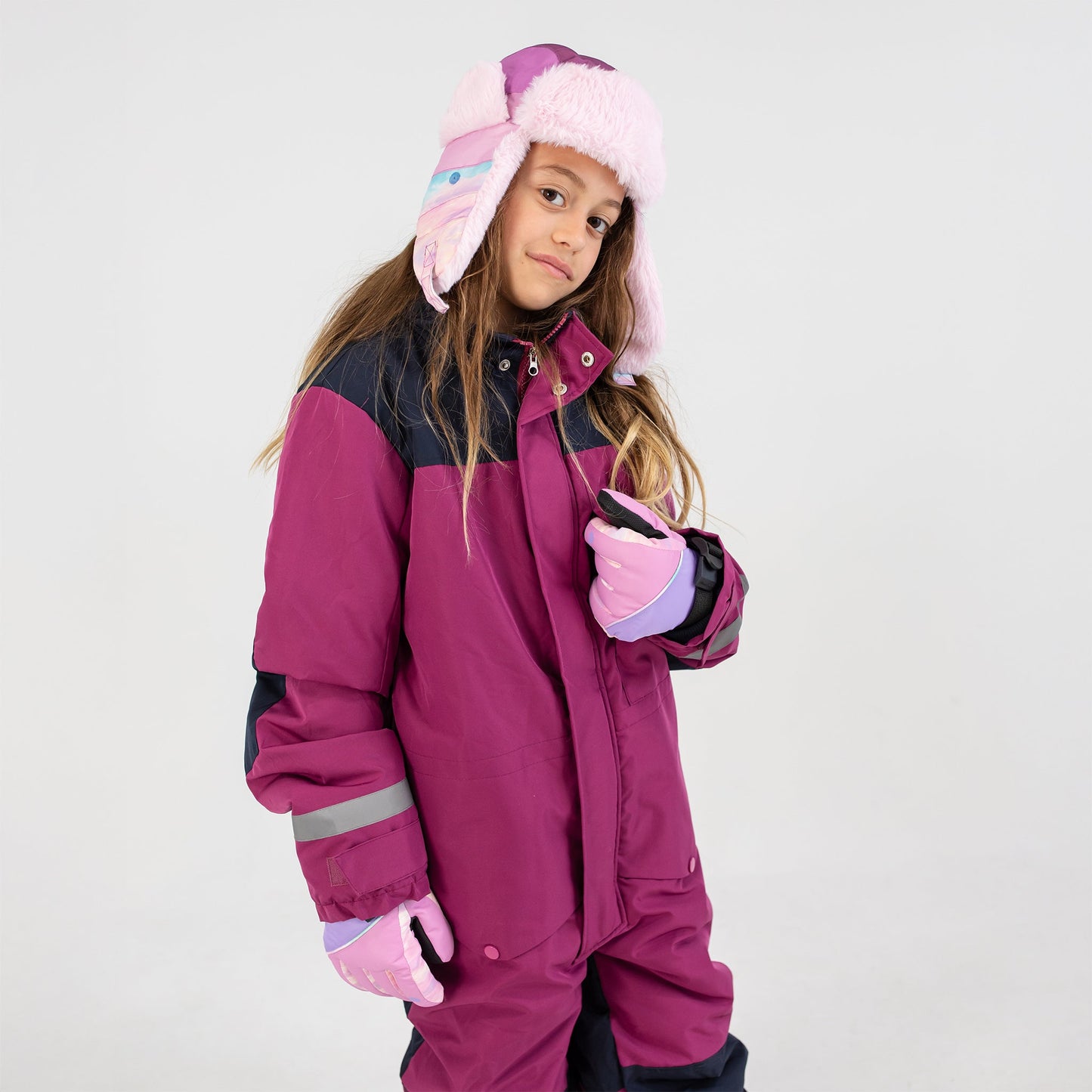 Pastel Lilac Heart Ski Glove
