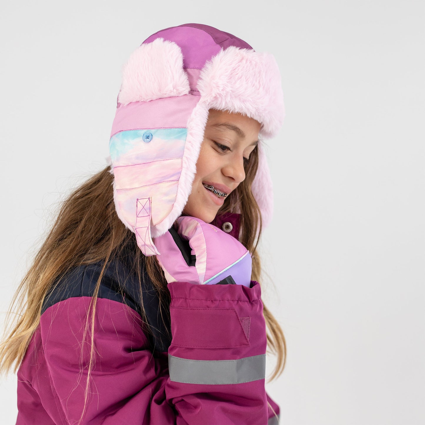 Pastel Lilac Heart Ski Glove