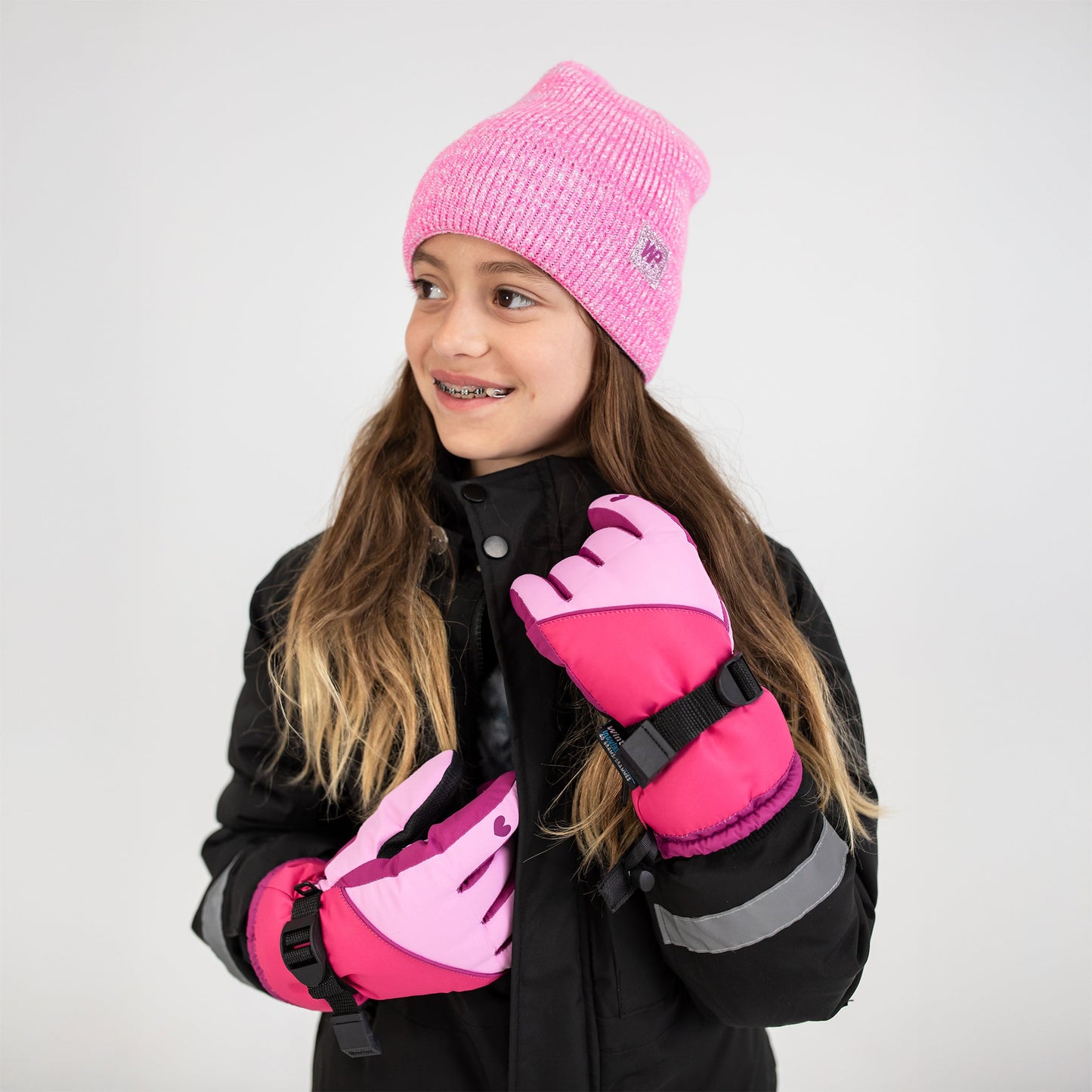 Pastel Rose Heart Ski Glove