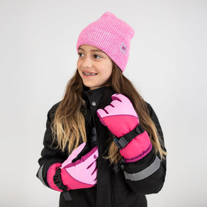 Moufle de ski cœur rose pastel