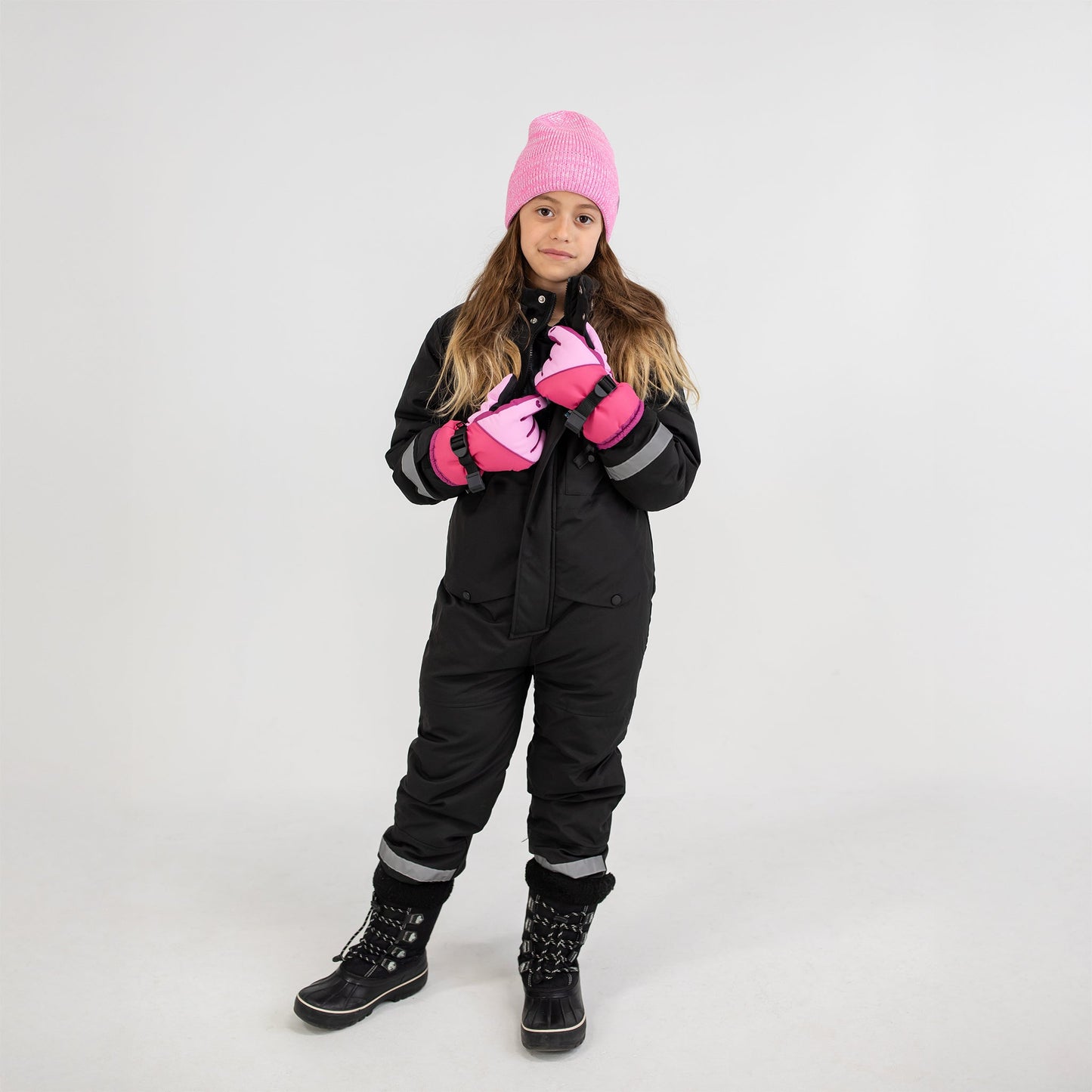 Pastel Rose Heart Ski Glove