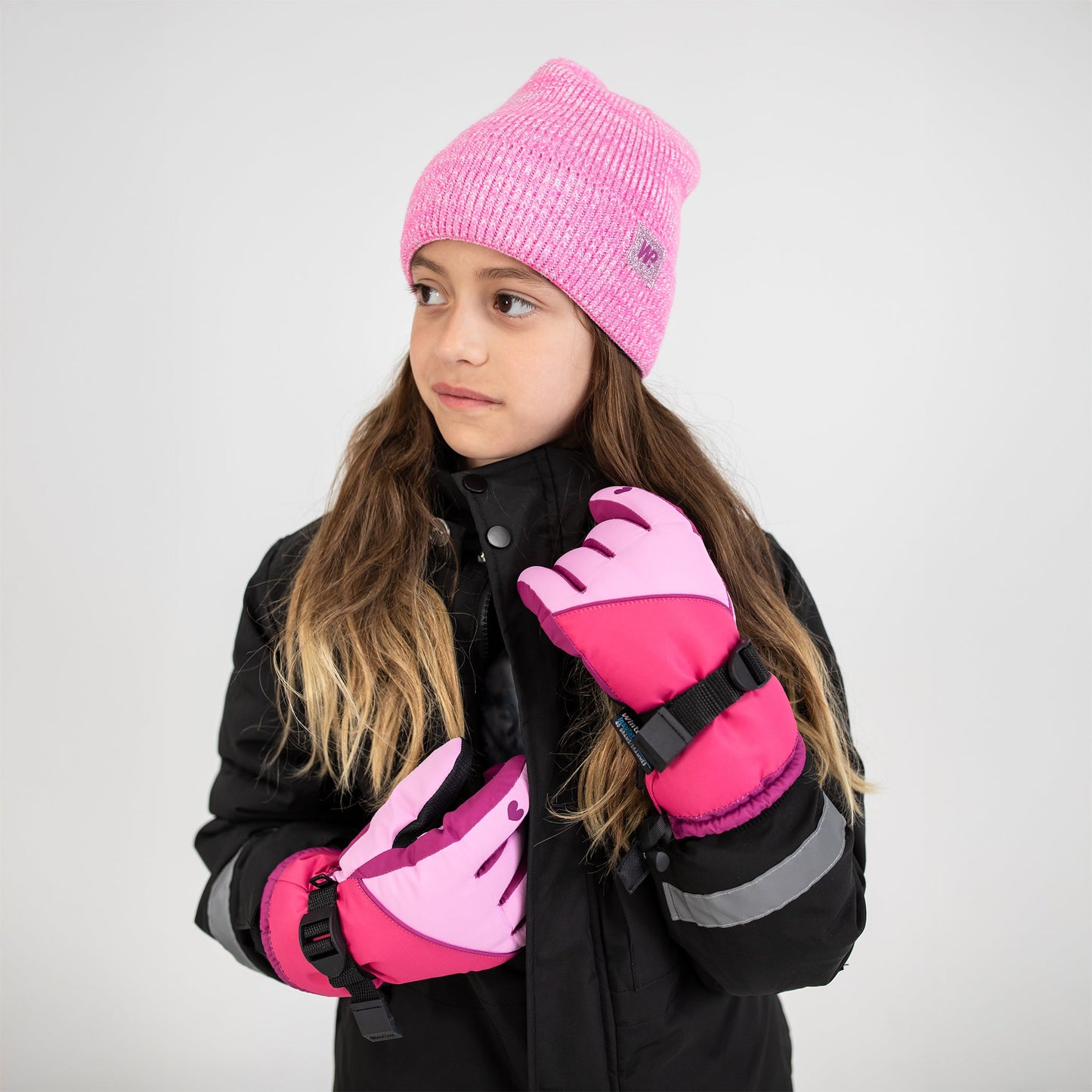 Pastel Rose Heart Ski Glove