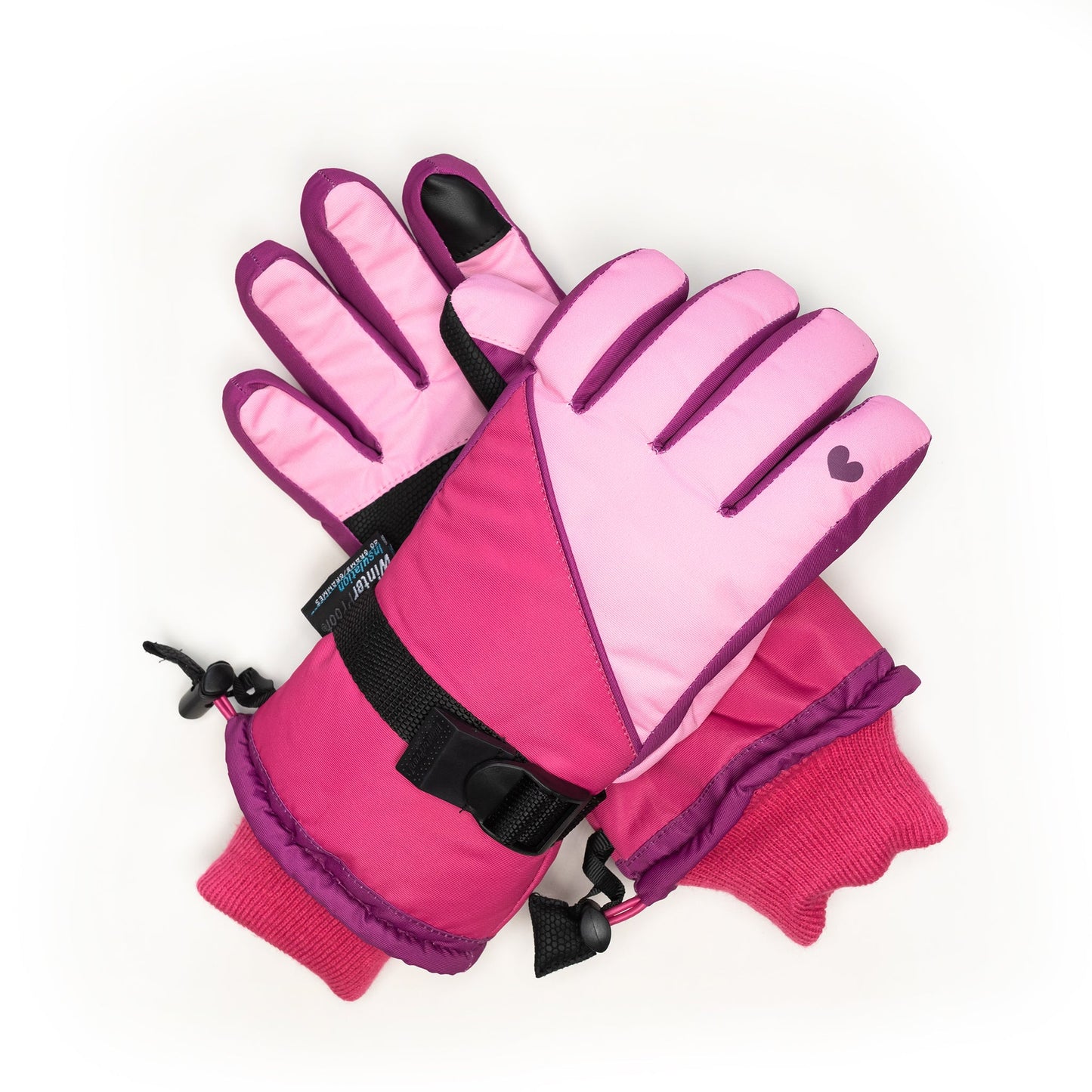 Pastel Rose Heart Ski Glove