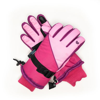 Moufle de ski cœur rose pastel