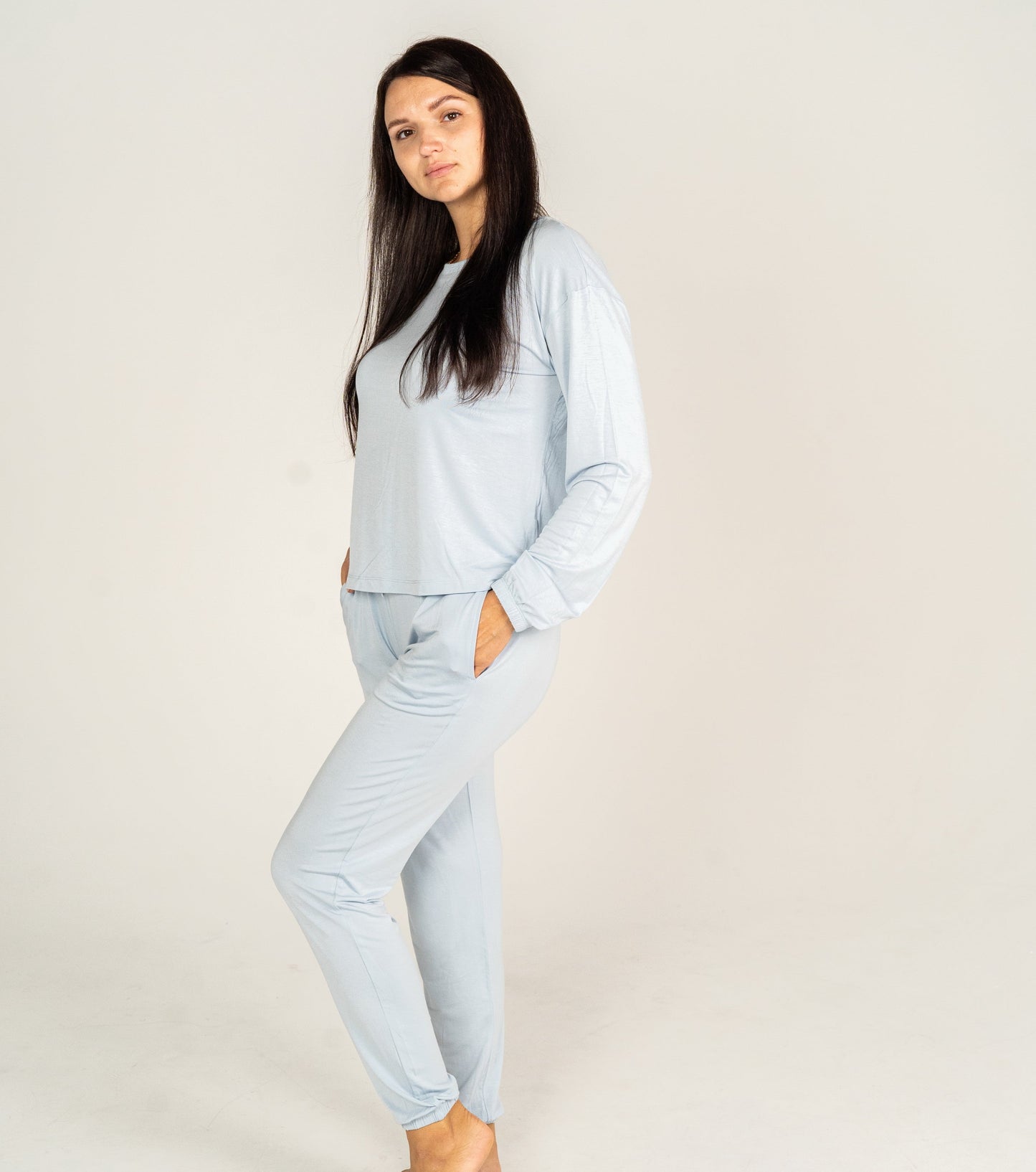 Women's Bamboo Long Sleeve Loungewear Set (Magic Cloud)