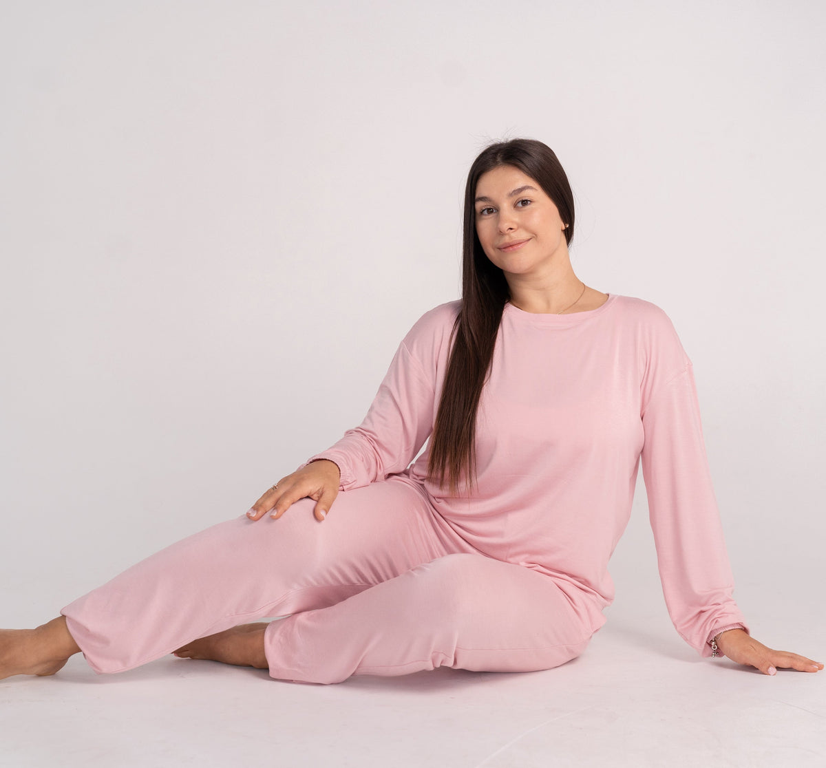 Women's Bamboo Long Sleeve Loungewear Set (Coral Blush)