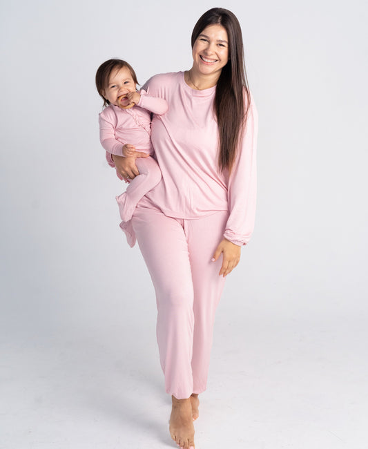 Women's Bamboo Long Sleeve Loungewear Set (Coral Blush)