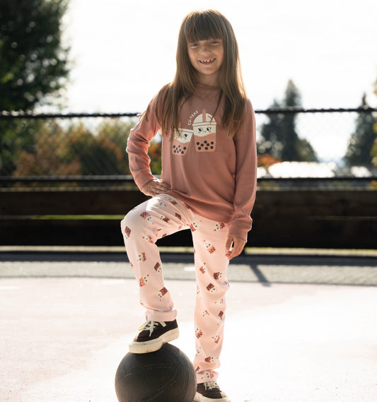 Bamboo Fleece Leggings (Bubble Tea Time Print)