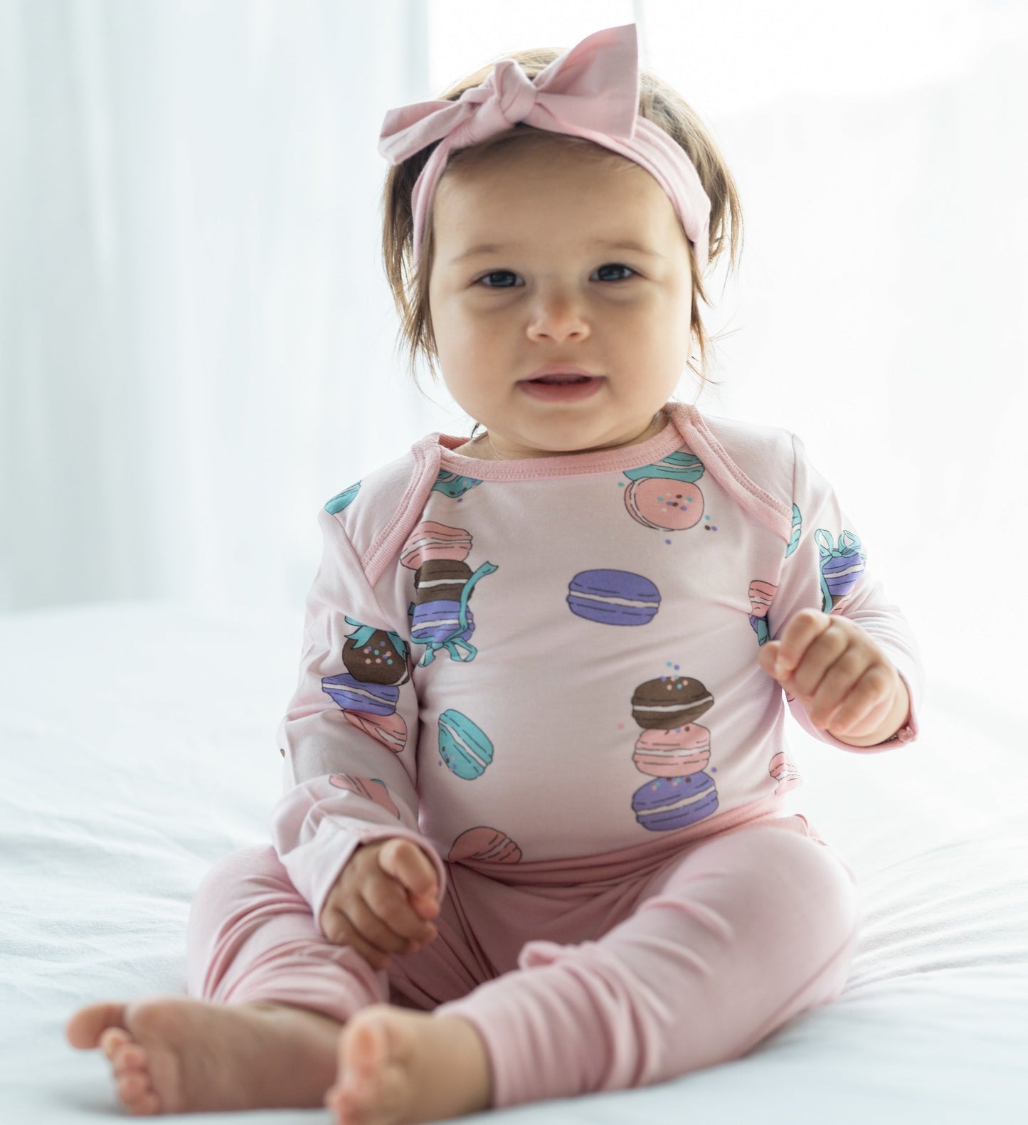 Bamboo Long Sleeve Onesie (Macaron Party Print)