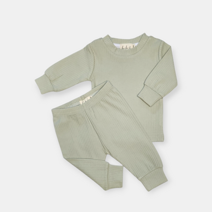 Ensemble deux pièces en coton biologique pour bébé, sauge claire | ba.be.O Canada