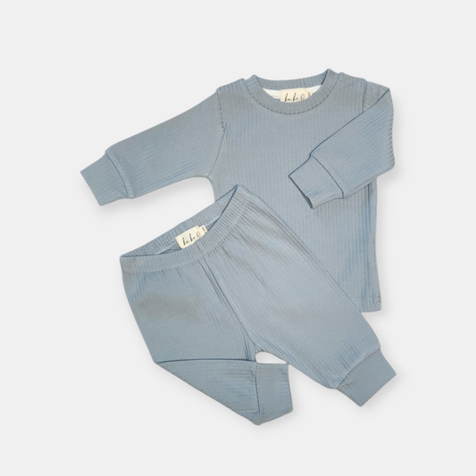 Organic Cotton Two-Piece Baby Outfit, Harbour Blue | ba.be.O Canada