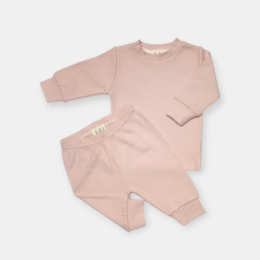 Organic Cotton Two-Piece Baby Outfit, Blush | ba.be.O Canada
