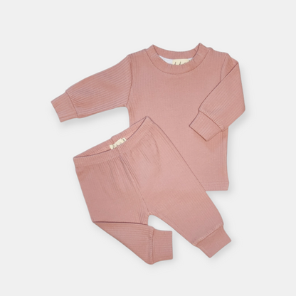 Ensemble deux pièces en coton biologique pour bébé, Rose | ba.be.O Canada