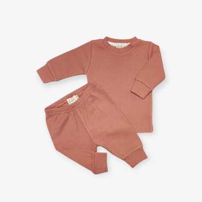 Ensemble deux pièces en coton biologique pour bébé, Terracotta rose | ba.be.O Canada