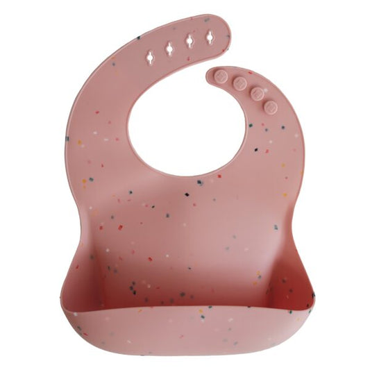 Silicone Baby Bib- Powder Pink Confetti