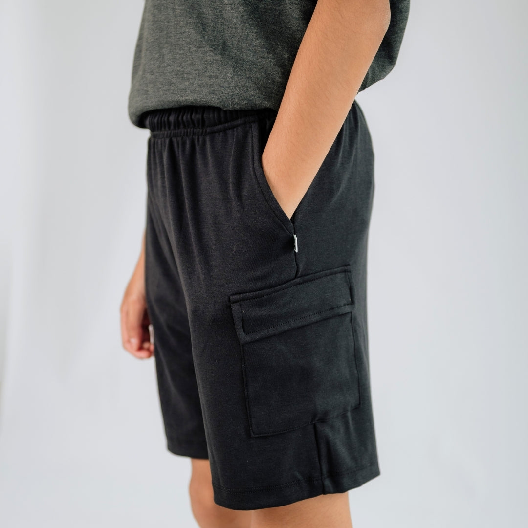 Youth Bamboo Cargo Shorts | Black
