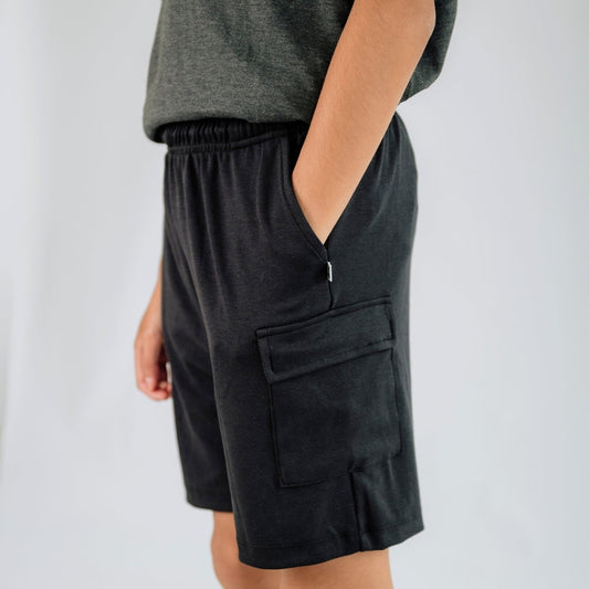 Youth Bamboo Cargo Shorts | Black