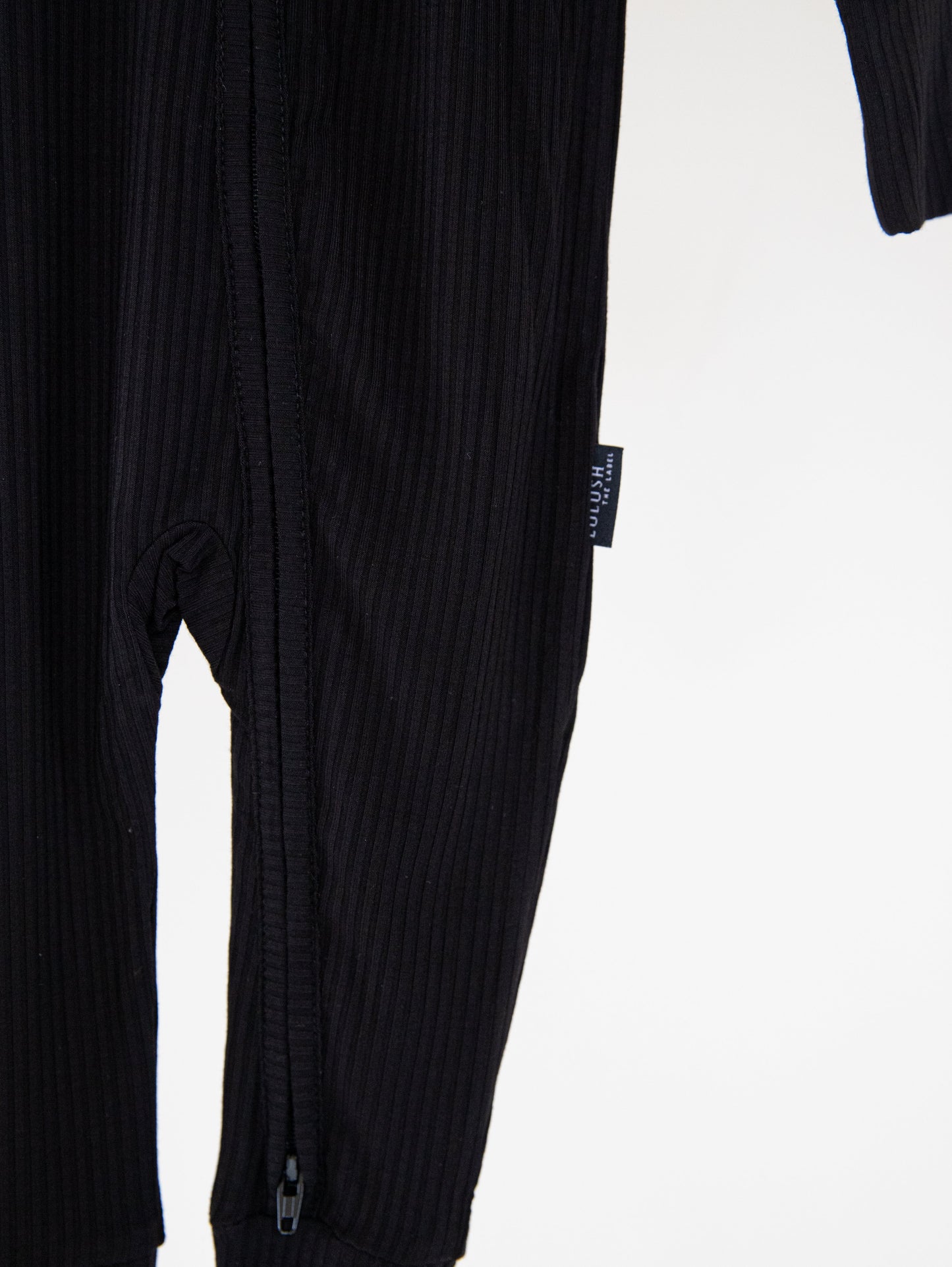 Jet Black Ribbed Bamboo Convertible Zippered Romper