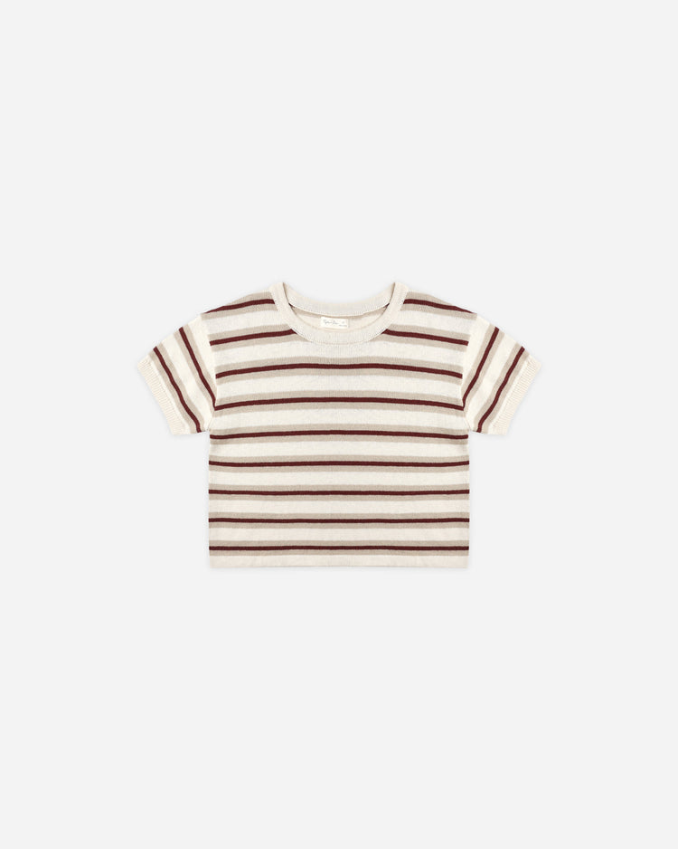 T-shirt court en maille ample || Rayures d'automne
