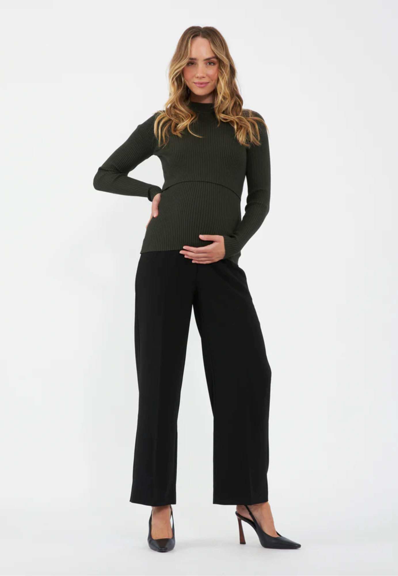 Black Alexa Wide-Leg Maternity Pants
