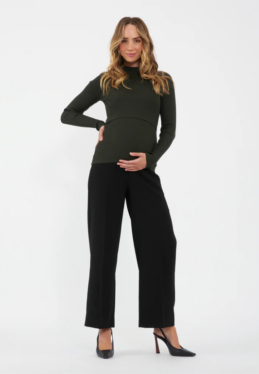 Black Alexa Wide-Leg Maternity Pants