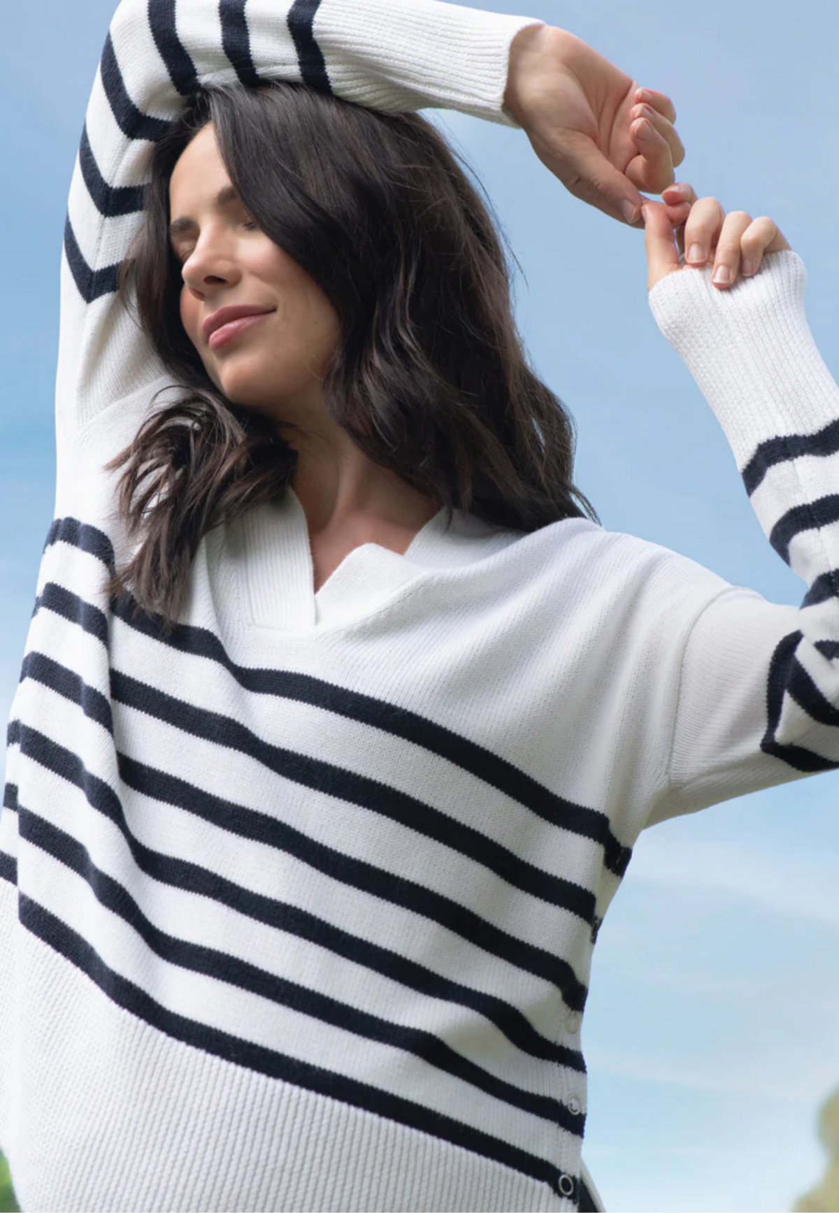 Hanna Striped Maternity and Nursing Knit