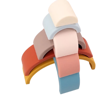 Empileur Arc-en-ciel en Silicone - Jaune 8 pièces