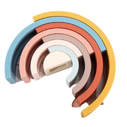 Empileur Arc-en-ciel en Silicone - Jaune 8 pièces