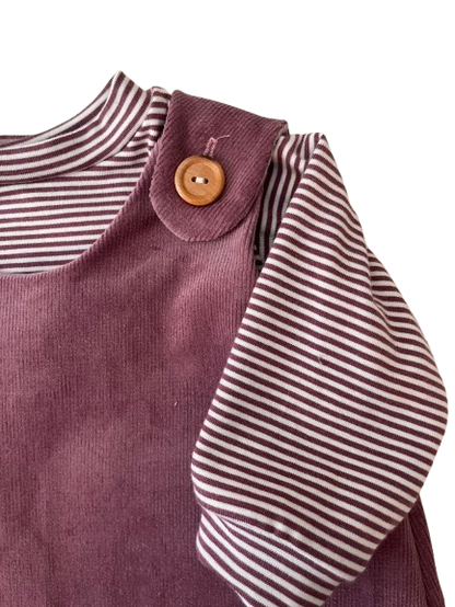 Robe à bretelles en velours côtelé prune