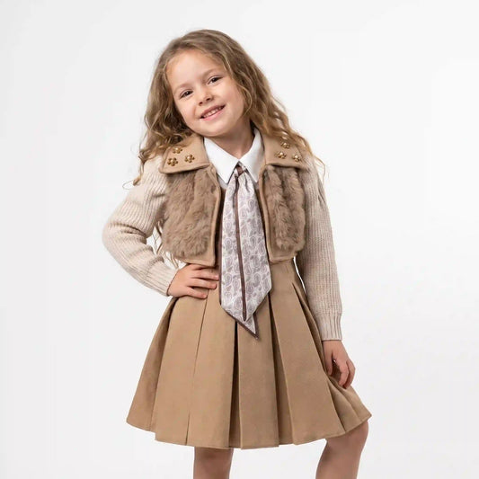 Arctic Charm Girls’ Dress & Bolero Outfit