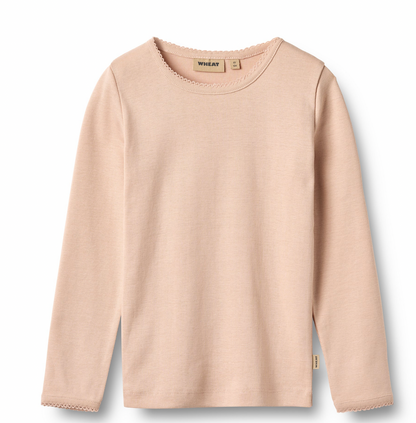 T-shirt manches longues Belis – dentelle, Rose Dust