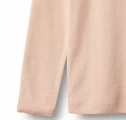 T-shirt manches longues Belis – dentelle, Rose Dust