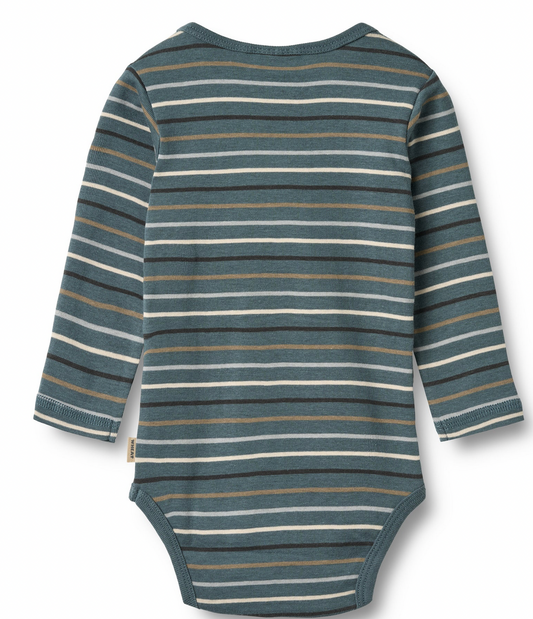 Long Sleeve Bodysuit Freddie | Blue Multi Stripe | Wheat Clothing