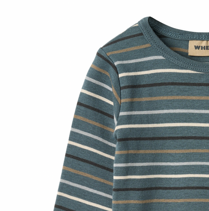 Long Sleeve Bodysuit Freddie | Blue Multi Stripe | Wheat Clothing
