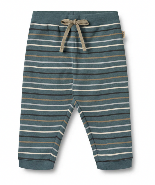 Pantalon en jersey Leo | Rayures multicolores bleues | Wheat Clothing