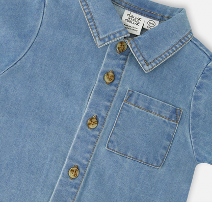 Ensemble short et chemise | Chambray bleu clair | Deux par Deux