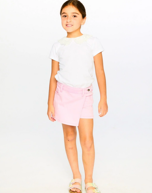 T-shirt col Claudine en crochet | Blanc | Deux par Deux
