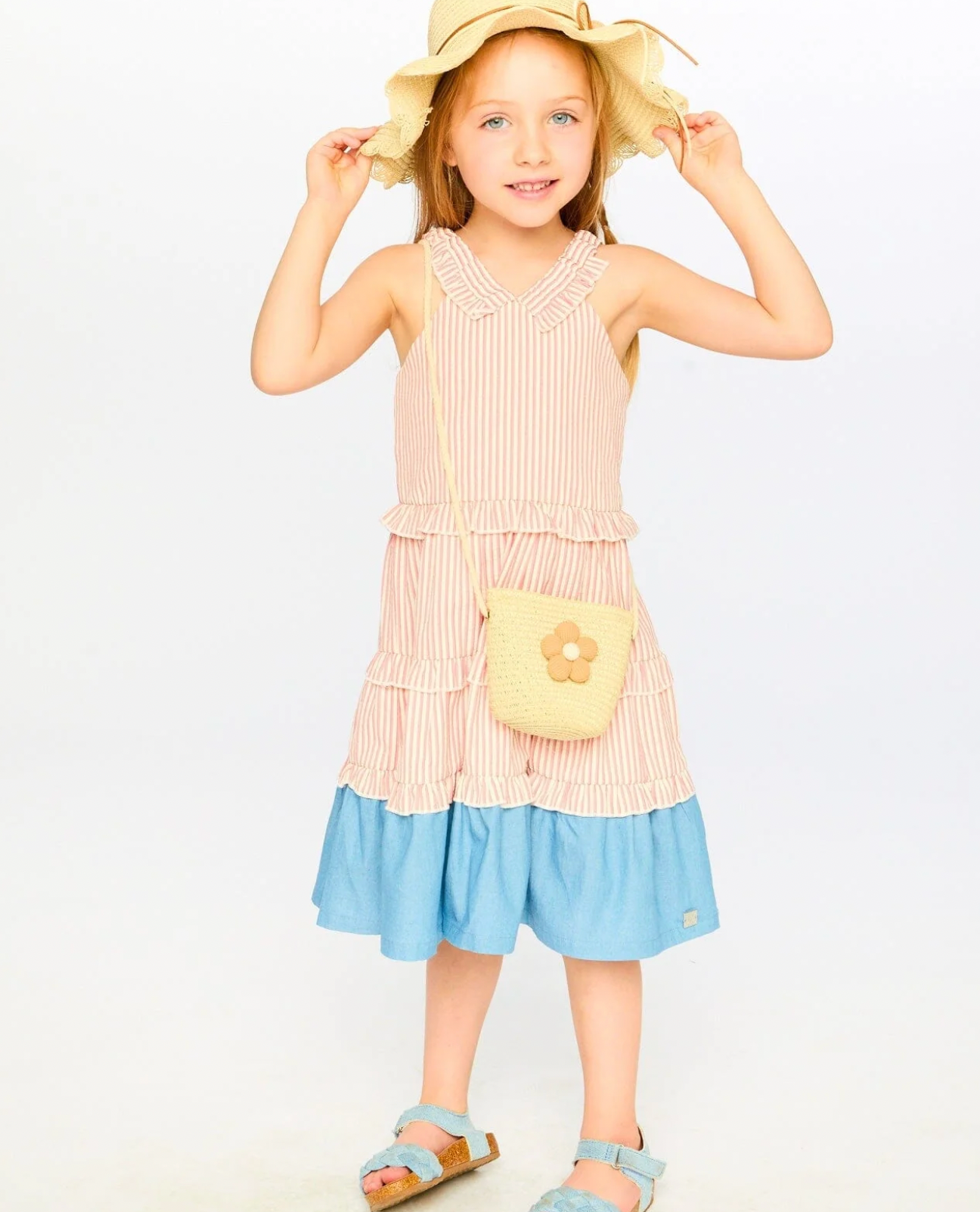 Sac à main fleuri en paille | Beige | Deux Par Deux