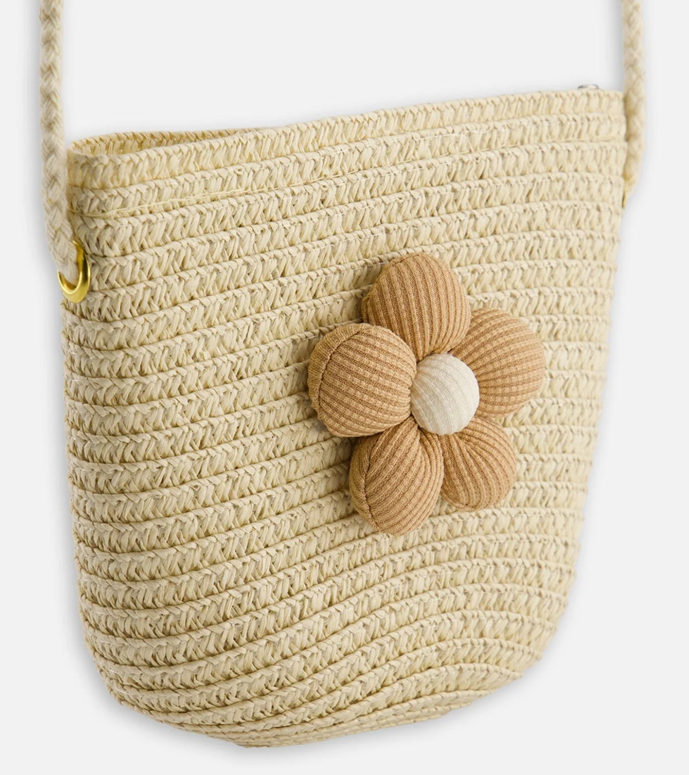 Sac à main fleuri en paille | Beige | Deux Par Deux