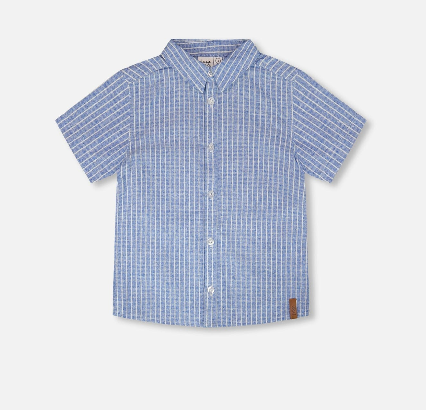 Chemise en chambray à manches courtes | Rayures denim | Deux Par Deux