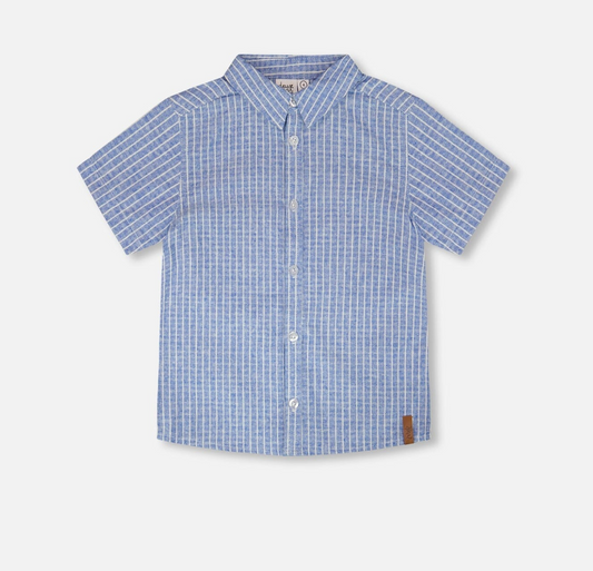 Chemise en chambray à manches courtes | Rayures denim | Deux Par Deux